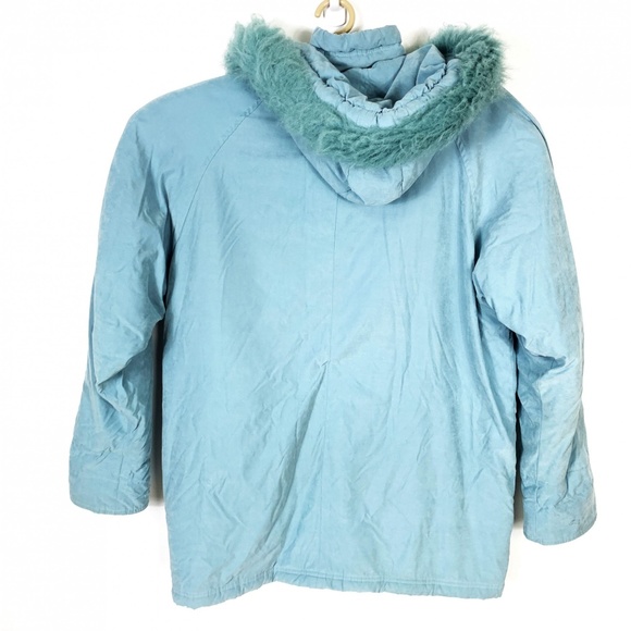Lane Bryant Blue Winter Coat Parka Jacket Faux Fur - Picture 2 of 8